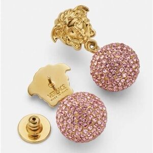 Versace Gold and Pink Crystal Medusa Earrings